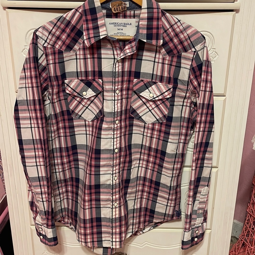 American Eagle outfitters Mens long sleeve shirt size M GUC.. - Picture 2 of 8